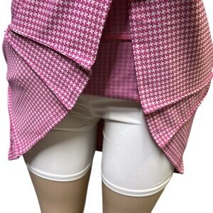 Smashing Pink White Houndstooth Golf Skort Skirt Hidden Pockets Womens Medium